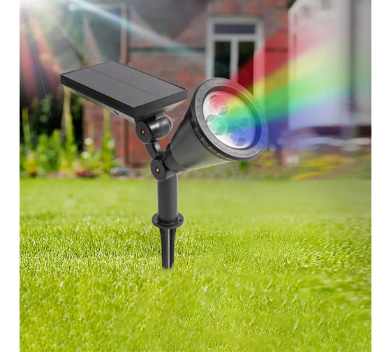 Светильник прожектор Lamper NEW AGE RGB на солнечной батарее, LED монтаж на стену, колышек 602-237