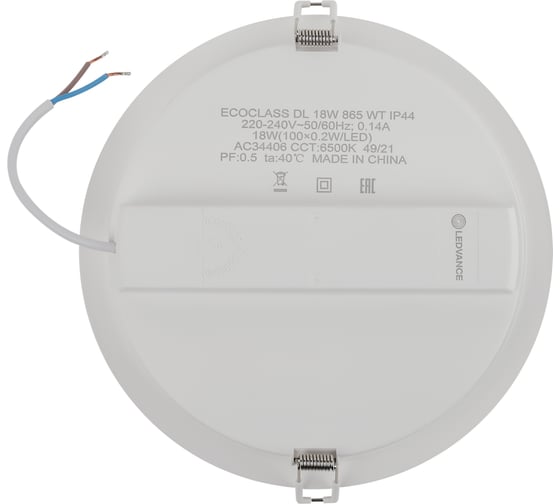 Светодиодный светильник даунлайт LEDVANCE ECOCLASS DL 18W 865 WT IP44 10x1RETRU LEDV 4058075656710