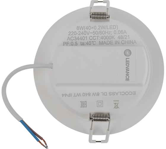 Светодиодный светильник даунлайт LEDVANCE ECOCLASS DL 8W 840 WT IP44 10x1RETRU LEDV 4058075656611