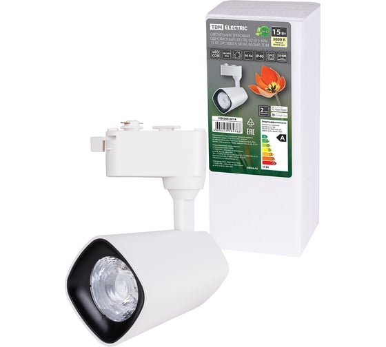Трековый однофазный светильник TDM LED TRL-02-015-WW 15 Вт, 24, 3000 К, 90 Ra, белый, SQ0369-0014 1