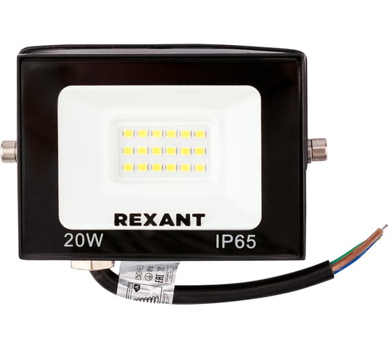 Светодиодный прожектор REXANT LED 20 Вт 1600 Лм 4000 K черный корпус 605-029