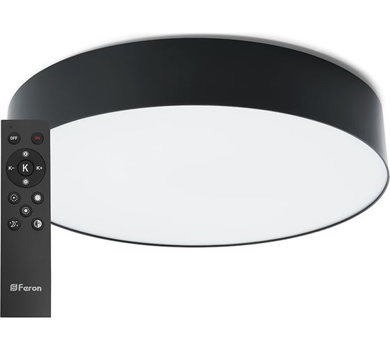 Светодиодный управляемый светильник FERON AL6200 Simple matte тарелка 80W 3000К-6500K черный 48067
