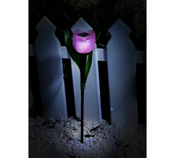 Садовый светильник на солнечной батарее Uniel USL-C-451/PT305 PINK TULIP UL-00004276