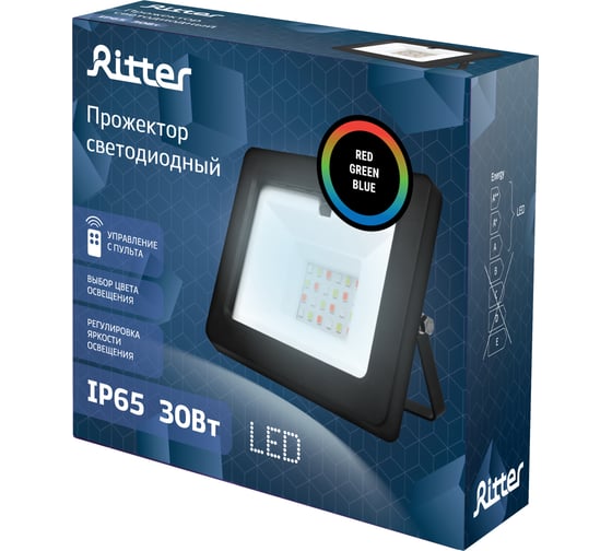 Светодиодный прожектор RITTER RGB 30Вт IP65 с пультом ДУ 53402 0
