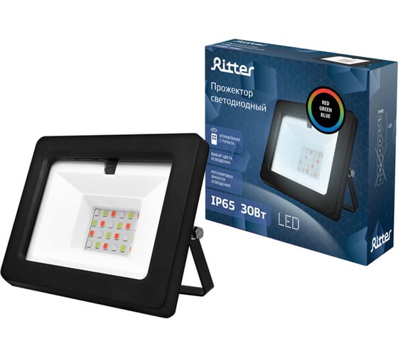 Светодиодный прожектор RITTER RGB 30Вт IP65 с пультом ДУ 53402 0