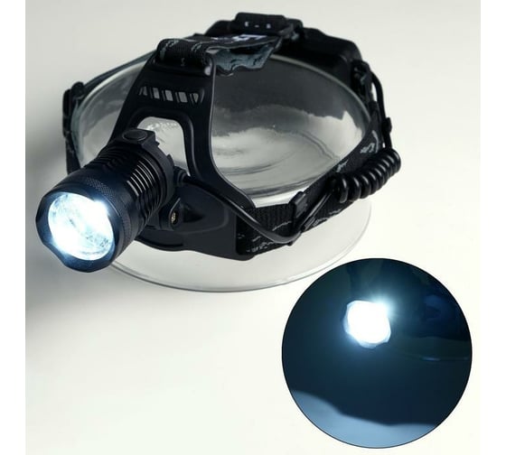 Налобный фонарь СИМАЛЕНД аккумуляторный 10 Вт, 2x1200 мАч, USB, P50, COB, zoom 6117050