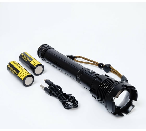 Ручной фонарь СИМАЛЕНД 5000 мАч, P90, COB, IPX4, 7 режимов, zoom, USB, microUSB 7615567