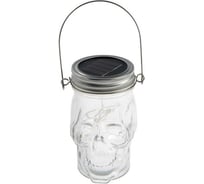 Светодиодный светильник-банка "Череп" LUAZON на солнечной батарее 20 LED, с подвесом, Т.БЕЛЫЙ 4845806