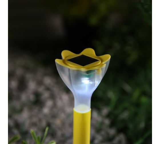 Садовый фонарь на солнечной батарее "Цветок желтый" LUAZON, 29 см, d=6 см, 1 led, пластик 2996758