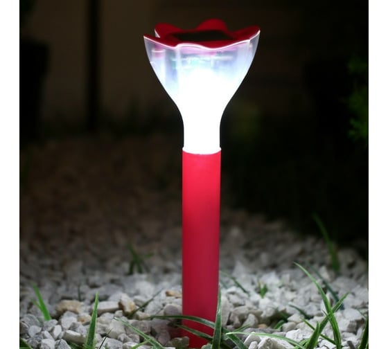 Садовый фонарь на солнечной батарее "Цветок розовый" LUAZON, 29 см, d=6 см, 1 led, пластик 7751766