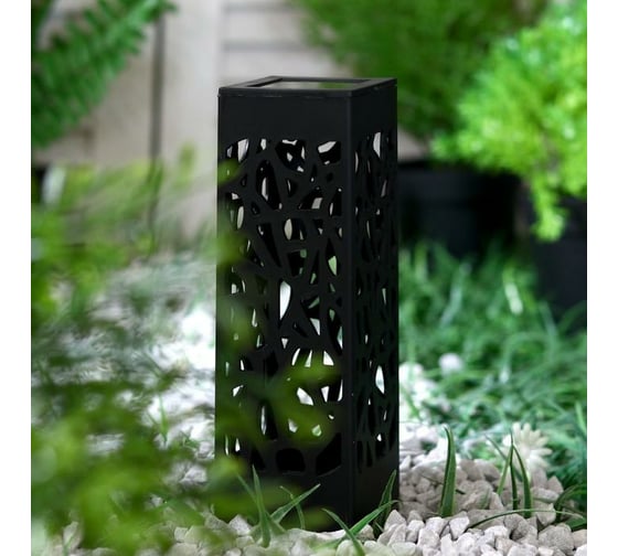 Садовый фонарь на солнечной батарее LUAZON "Ажурная резьба", 6x29x6 см, 1 led, пластик, Т.БЕЛЫЙ 4073450