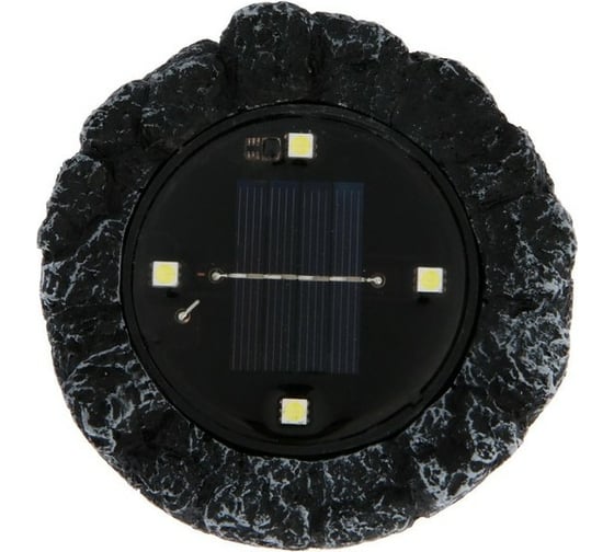 Садовый фонарь на солнечной батарее LUAZON "Камень-гранит", h=3,5 см, d=12 см, 4 led, пластик 4590940 1