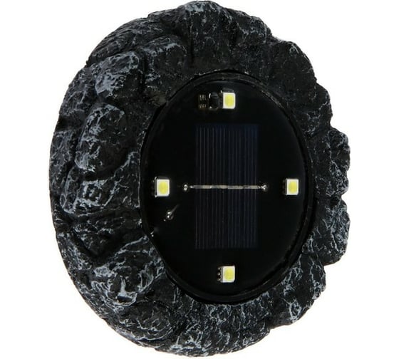 Садовый фонарь на солнечной батарее LUAZON "Камень-гранит", h=3,5 см, d=12 см, 4 led, пластик 4590940