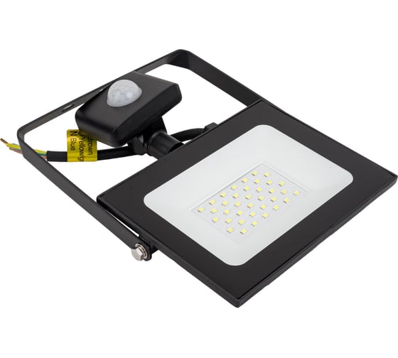Светодиодный прожектор c датчиками движения и освещенности truEnergy IP65 (датчик IP44) 30W 6500K 2400Lm 150x180мм черный алюминий 13203