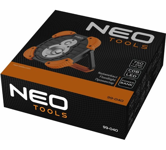 Аккумуляторный прожектор NEO Tools 750 + 250 лм COB 99-040