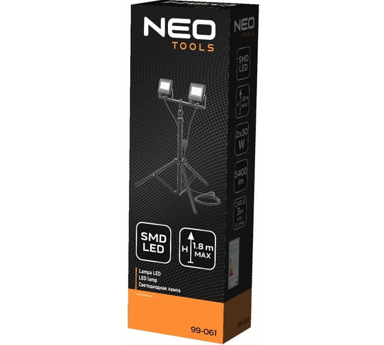Двойной прожектор NEO Tools 2x30W SMD LED 5400lm на штативе 1,8 м 99-061