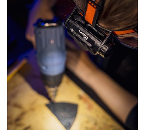Налобный аккумуляторный фонарь NEO Tools 1000 лм, 200 м, 6 ч, красный/синий, CREE L2+LED 99-028