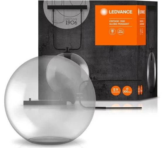 Подвесной светильник LEDVANCE 1906 GLOBE PENDANT 300x1280 Дымчато-серый без лампы 4058075216808