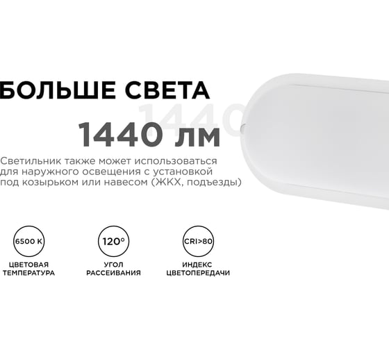 Светодиодный герметичный светильник Apeyron 18Вт, 1440Лм, 6500К, IP65, овал, матовый белый 28-12