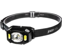 Аккумуляторный налобный фонарь Jazzway  AccuH3-L5W-bk LED 5Вт + 2хRED SMD IP54 5 режимов: 100проц. 180лм 3.5ч/50проц. 110лм 5.5ч/30проц. 65лм 15ч/красн. 28ч/мигающ. красн. 12ч аккум. управл. жестами черн. 5036703