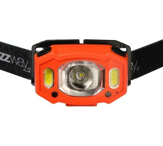 Аккумуляторный налобный фонарь Jazzway  AccuH3-L5W-og zoom LED 5Вт + 2хRED SMD IP54 5 режимов: 100проц. 180лм 3.5ч/50проц. 110лм 5.5ч/30проц. 65лм 15ч/красн. 28ч/мигающ. красн. 12ч аккум. 1.2А.ч управл. жестами оранж. 5036673
