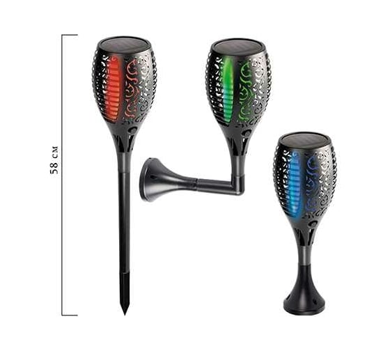 Светодиодный светильник ФАZА SLR-S11-RGB садовый эффект факела 33LED 58см IP44 (3 варианта установки) солнечная батарея 5040823