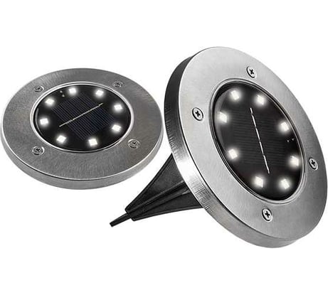 Светодиодный светильник ФАZА SLR-S12 8SMD грунтовый IP44 корпус нерж. сталь солнечная батарея (уп.2шт) 5040984