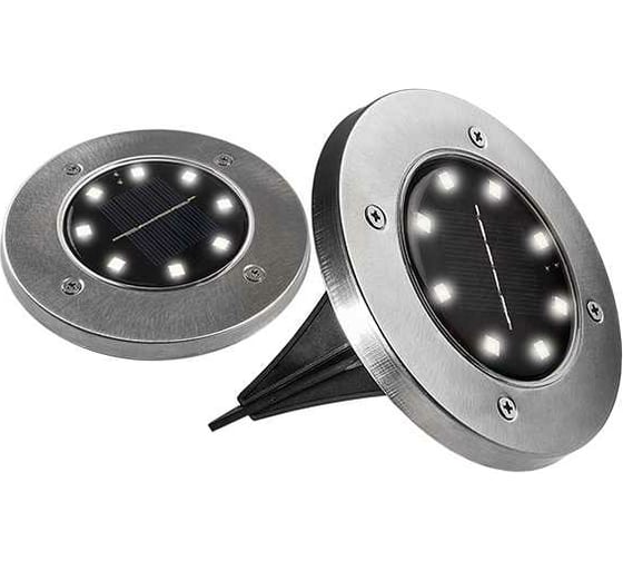 Светодиодный светильник ФАZА SLR-S12 8SMD грунтовый IP44 корпус нерж. сталь солнечная батарея (уп.2шт) 5040984 1