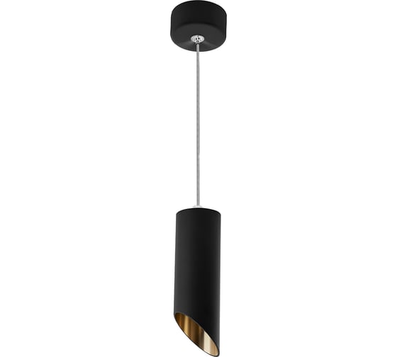 Потолочный светильник FERON ML1828 Barrel tilt на подвесе MR16 35W 230V, черный, золото 55x200, 48043