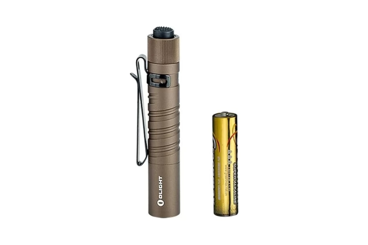 Lampe Torche Olight I3T EOS Desert Tan - 180 Lumens, Interrupteur Arrière, EDC Avec Pile Incluse