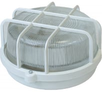 Накладной светильник ЮПИТЕР НБП 60 Вт IP53 круглый с решеткой белый JP1303-02