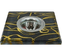 Встраиваемый светильник De Fran MR16 роспись квадрат хром/черный+золото, FT 789