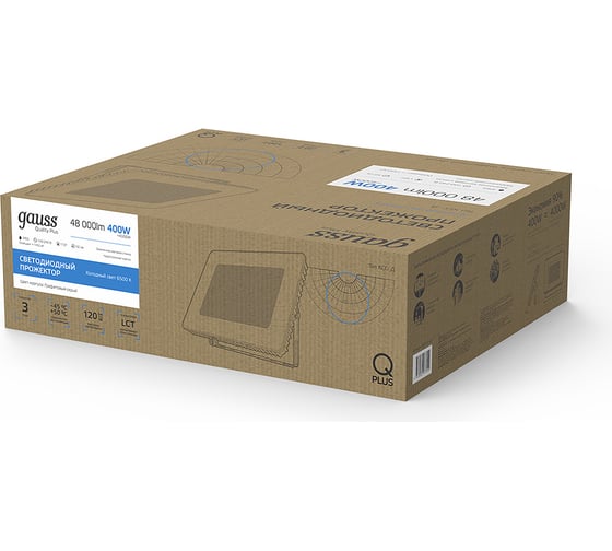 Светодиодный прожектор Gauss Qplus 400W 48000lm 6500K IP65 черный 613511400
