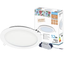 Встраиваемый ультратонкий светодиодный светильник TDM ELECTRIC Даунлайт НАРОДНЫЙ СВО белый, 12 Вт, 6500К SQ0329-0242