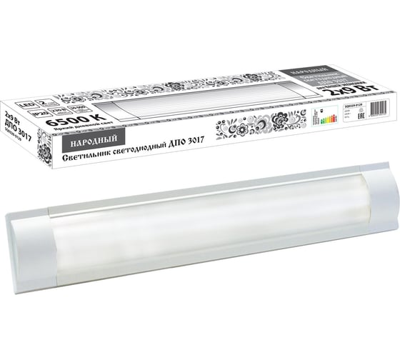 Светодиодный светильник TDM ELECTRIC LED ДПО 3017 1800 лм, 2х9 Вт, 6500К, Народный SQ0329-0129 1