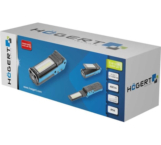 Светодиодный раскладной фонарь HOEGERT TECHNIK 400 люмен, магнит, USB HT1E407