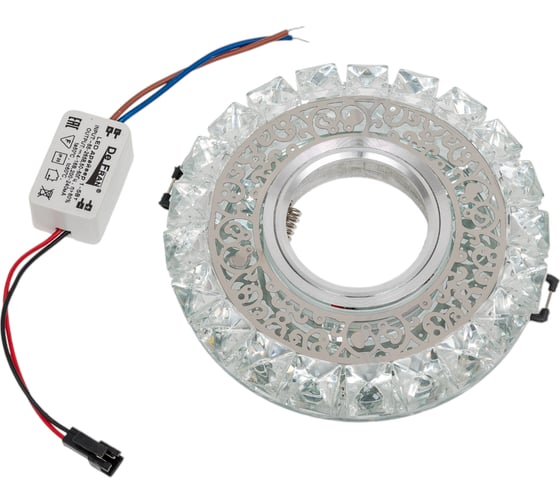 Встраиваемый светильник De Fran SMD/MR16 4000K хром прозрачный+кристаллы SMD 3Вт, FT 948 CHWH 1