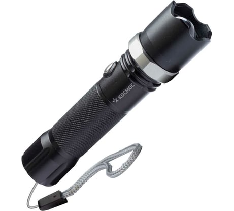 Ручной аккумуляторный фонарь КОСМОС 3Вт LED, линза, зум, Li-ion18650 1200mAh, анодированный алюминий, USB-шнур KOS112Lit