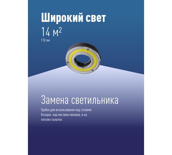 Кемпинговый походный фонарь КОСМОС 5Вт COBLED/3xAAА/корпус ABS-пластик/карабин, KOC601B