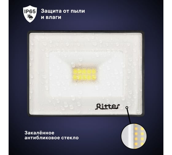 Светодиодный прожектор RITTER серия PROFI 230В 10 Вт 4000К 1000Лм IP65 черный 53414 7