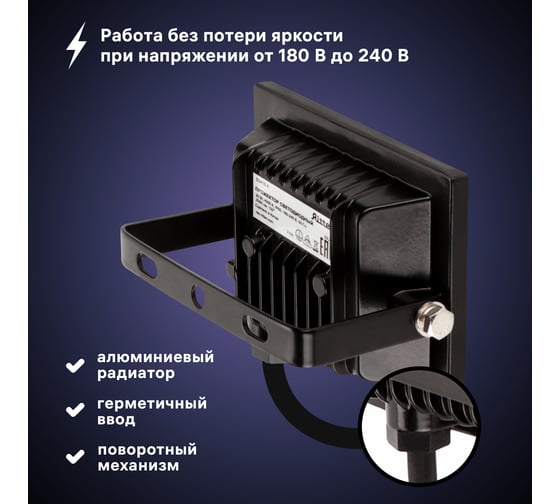 Светодиодный прожектор RITTER серия PROFI 230В 20 Вт 4000К 2000Лм IP65 черный 53415 4