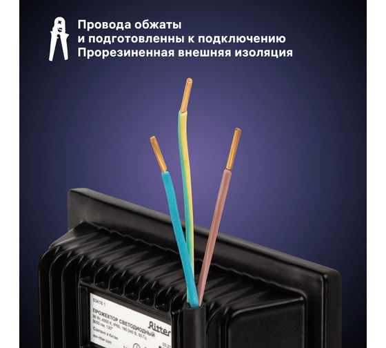 Светодиодный прожектор RITTER серия PROFI 230В 30 Вт 4000К 3000Лм IP65 черный 53416 1