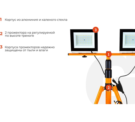 Прожектора на штативе Gigant 100W, 2*50W 6400К 220V GTMS-100
