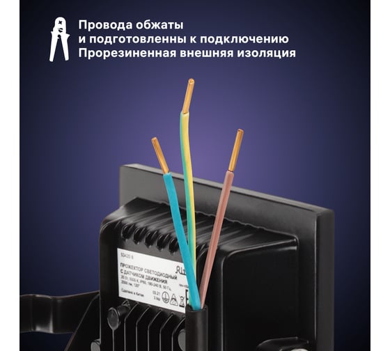 Светодиодный прожектор RITTER серия PROFI 230В 20 Вт 6500К 2000Лм IP65 с датчиком движения черный 53420 8