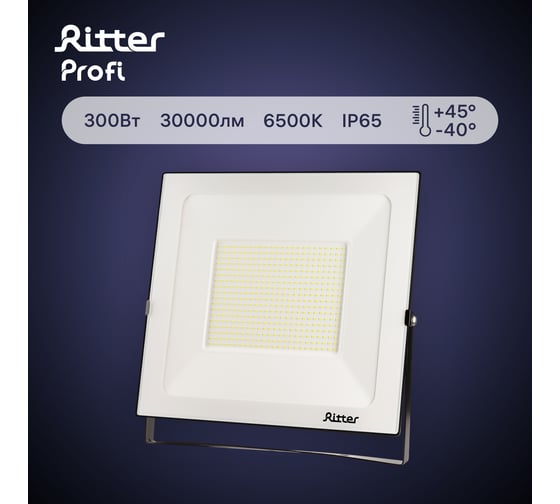 Светодиодный прожектор RITTER серия PROFI 230В 300 Вт 6500К 30000Лм IP65 черный 53413 0