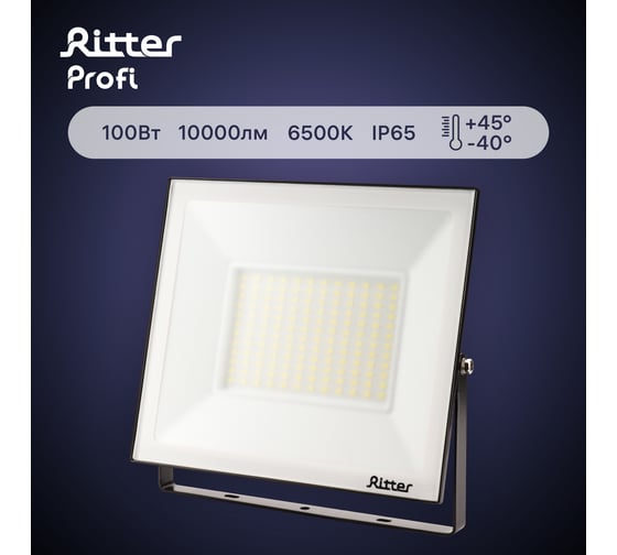 Светодиодный прожектор RITTER серия PROFI 230В 100 Вт 6500К 10000Лм IP65 черный 53410 9