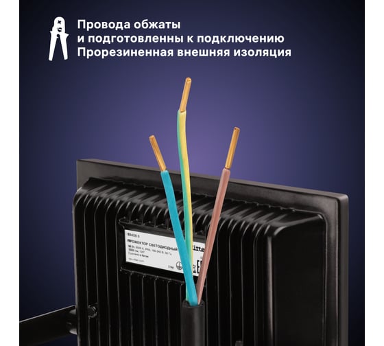Светодиодный прожектор RITTER серия PROFI 230В 50 Вт 6500К 5000Лм IP65 черный 53408 6