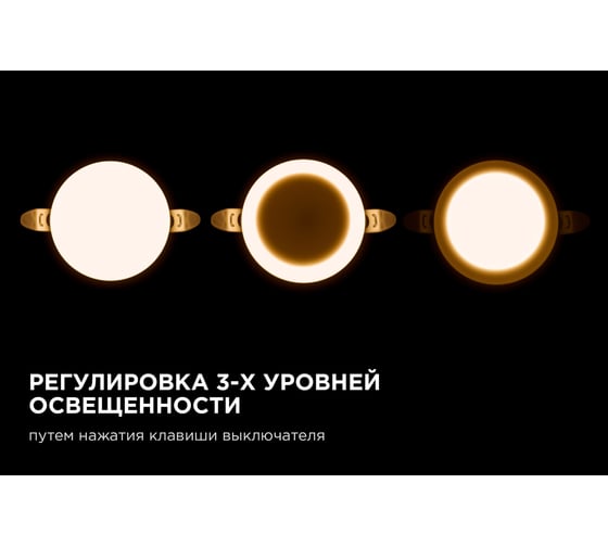 Светодиодная встраиваемая безрамочная панель Apeyron flp, 9вт=6вт+3вт, 770лм, 2700к, ip20, ф90x21мм, круг, 3 режима, регулировка ф55-75мм/ 06-100