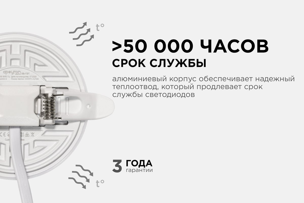 Светодиодная встраиваемая безрамочная панель Apeyron flp, 9вт=6вт+3вт,  770лм, 4000к, ip20, ф90x21мм, круг, 3 режима, регулировка ф55-75мм 06-101 -  выгодная цена, отзывы, характеристики, 1 видео, фото - купить в Москве и РФ