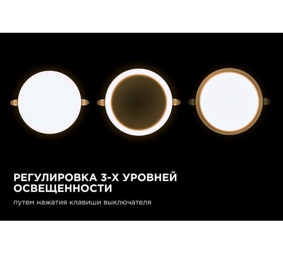 Светодиодная встраиваемая безрамочная панель Apeyron flp, 24вт=18вт+6вт, 2040лм, 4000к, ip20, ф170x21мм, круг, 3 режима, регулировка ф55-155мм/ 06-108